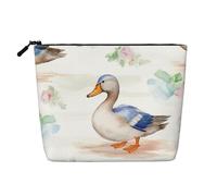 Watercolor Duck Toiletry Bags for Women, Portable Travel Cosmetic Bag, Daily Organiser with Zipper