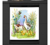 Watercolor Ducks Dishwasher Magnetic Cover Kitchen Decor Cute Ducklings Front Dishwasher Refrigerator Magnetic Cover Sticker Appliance Decorative Cover 23 x 26 Inches