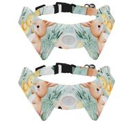 Watercolor Easter Bunny Chick and Spring Flowers Dog Collar Bowtie, Comfortable Adjustable Dog Bow Tie Collar for Small Boys and Girls Pets
