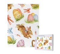 Watercolor Easter Rabbit Egg,500 Pieces Wooden Jigsaw Family Game Jigsaw Puzzles for Adults Teens