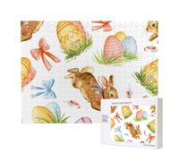 Watercolor Easter Rabbit Egg,500 Pieces Wooden Jigsaw Family Game Jigsaw Puzzles for Adults Teens Home Decor