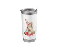 Watercolor Easter Rabbit Head with Flowers and Eggs Stainless Steel Insulated Tumbler