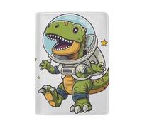 Watercolor Elegant Ballerina Dancing Men Passport Holder Women's Passport Wallet, Cute Green Dinosaur in Space Suit