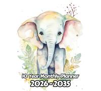 Watercolor Elephant 10 Year Monthly Planner 2024-2033: Large 120 Month Calendar | Gift For People Who Love Safari Baby Animals, Wildlife Animal Lovers ... Office, Work | 8.5 x 11 Inches | 241 Pages