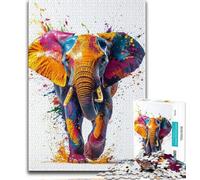 Watercolor Elephant Jigsaw Puzzles for Adults Teenagers Jigsaws Puzzle,Help The Brain Exercise Addictive Toys to Cultivate Patience A Work of Art (38x26cm)