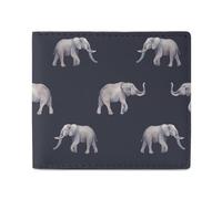 Watercolor Elephant Wallet for Men Leather Bifold Wallets with Window Slim Minimalist Front Pocket