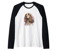 Watercolor English Cocker Spaniel Canine Pet Dog Lover Raglan Baseball Tee