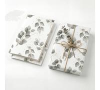 Watercolor Eucalyptus Birthday Wrapping Paper Folded Sheets, 120GSM Thick Kraft Wrapping Paper for Women, Sage Green Botanical Print for Wife Mom Present Packaging, Two Pack