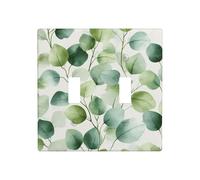 Watercolor Eucalyptus Leaves Soft Green Double Gang Toggle Light Cover Wall Plate Switch Decor Standard Size - 11.4x11.4cm