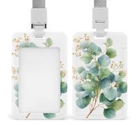 Watercolor Eucalyptus Leaves Soft Muted Green ID Badge Holder Retractable Clip Card Holder Card Protector Name Badge Name Tag for Work Office Doctor Nurse