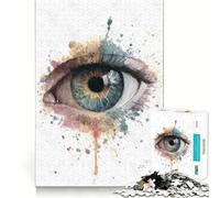 Watercolor Eye Anatomy Art Jigsaw Puzzles 1000 Mental Focus Game Precision Cut Smooth Edges Meaningful Connection Building Game (38x26cm)