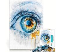Watercolor Eye Art Adults 1000 Pieces Puzzle Mental Fun Game Advanced Laser Cutting Tech Amusing Challenge for Waiting Time (50x75cm)