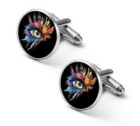 Watercolor Eyes Feather Cufflinks for Men Women Cuff Links Tuxedo Shirt Personalised Printed Jewelry Accessories