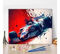 Watercolor F1 Paint by Numbers for Adults Beginner Abstract Racing Car Painting Paint by Number Kits On Canvas Acrylic Paint Formula 1 Drawing Paintwork with Paintbrushes Oil Painting Home Decor16x20"