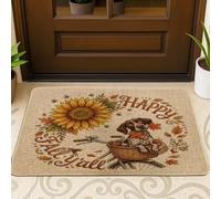 Watercolor Fall Shorthaired Pointer Dog Front Black Door Mat Outside Inside Entrance 29x17 Inch, Autumn Bicycle Sunflower Outdoor Washable Doormat, Small Cool Patio Garage Shoes Off Door Rug