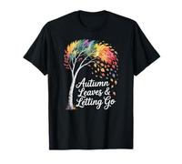 Watercolor Fall Tree with Letting Go Quote Autumn Poem T-Shirt