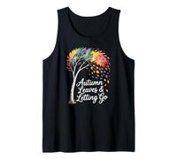 Watercolor Fall Tree with Letting Go Quote Autumn Poem Tank Top