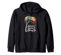 Watercolor Fall Tree With Letting Go Quote Autumn Poem Zip Hoodie