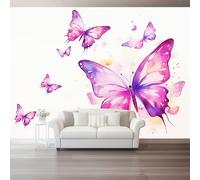Watercolor Fantasy Photo Wallpaper Nursery 250 X 175 Cm Non-Woven Premium Purple Butterfly Print Fleece Wall Mural Decoration Poster Picture Design Modern for Living Room Bedroom
