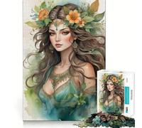 Watercolor Fantasy Woman Jigsaw for Teenagers 1000 Pieces Mind Boost Fun Clean Cut Sturdy Components Heartwarming Gathering Activity (38x52cm)