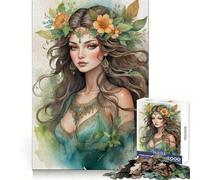 Watercolor Fantasy Woman Jigsaw Puzzles for Adults 1000 Pieces Logical Skill Restful Activity Precise Join Holiday Present (50x75cm)