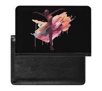 Watercolor Female Ballet Dancer Passport Wallet Cute Passport Case with Card Slot Travel Passport Holder Cover