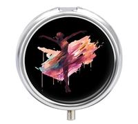 Watercolor Female Ballet Dancer Pill Box 3 Compartment Small Portable Medicine Case Pill Organizer for Pocket Purse