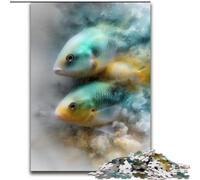 Watercolor Fish Jigsaw Puzzles for Teenagers 1000, Toys Educational Games Stress Relieving Wishlist with Santa Claus (50x75cm)