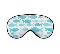 Watercolor Fish Sleep Mask Blindfold Teal Blue Adjustable Super-Smooth Soft Eye Mask Cover for Men Women Travel and Nap