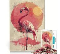 Watercolor Flamingo Adults Puzzles 1000 Piece Jigsaws Recall Skill Fun High Precision Die Cut Easy to Learn Family Enjoyment (38x52cm)