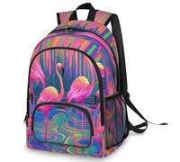 Watercolor Flamingo Backpack Multifunction Large Rucksack School Bookbag Back Pack Travel Casual Laptop Daypack for Kids Boys Girls Men Women