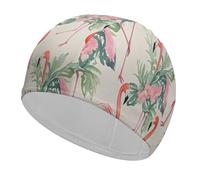 Watercolor Flamingo Bathing Cap High Elasticity Swimming Caps Fit Both Long Hair Short Hair Comfortable Large Shower Cap for Drag Reduction and Hair Protection