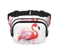 Watercolor Flamingo Fanny Pack Adjustable Crossbody Bag Large Waist Bag Travel Belt Bag Unisex Bum Bag