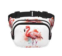 Watercolor Flamingo Fanny Pack For Women Waterproof Adjustable Belt Bags Waist Pack Fashion Casual Crossbody Bags Bum Bag For Running Workout Hiking Traveling, Black, One Size