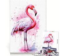 Watercolor Flamingo Jigsaws 1000 Pieces for Adults Mental Sharpness Cozy Pastime Precise Fit Holiday Treat (38x52cm)