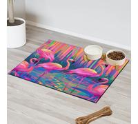 Watercolor Flamingo Pet Feeding Mat for Cat Dog Water Bowl Food Mats Pet Feeding Mats Absorbent Nti-Slip Contain Spills Protects Floors Placemat 40.6 x 60.9 cm