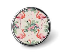 Watercolor Flamingo Round Badge Personalized Metal Lapel Pin Badges Fit Clothing Bags Hat Humorous Printed Brooch Badge Party Decorations Accessories for Men Women