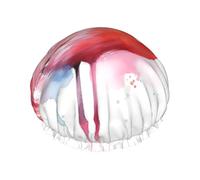 Watercolor Flamingo Shower Cap for Women Men Large Reusable Shower Bonnet Double-Layer Waterproof Bath Caps Elastic Band Hair Hat for All Hairstyles, Travel-Friendly
