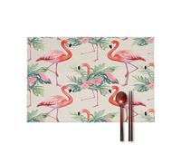 Watercolor Flamingo Table Mats Set of 6 Heat Resistant Non-Slip Canvas Place Mats Washable Durable Stylish Placemats for Kitchen and Dining Table Home Decorations