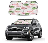 Watercolor Flamingoes Palm Leaves Car Windshield Sun Shade Foldable Reflective Sunshade UV Protection Heat Block Front Window Shade for Car Truck SUV Keeps Interior Cool with Suction Cups