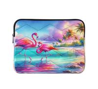 Watercolor Flamingos Beach Laptop and Tablet Bag, Waterproof Laptop Protective Case 15.6 Inch for Women