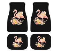 Watercolor Flamingos Bouquet Flowers Fashion Car Floor Mats Set of 4 Waterproof Non-Slip Carpet Accessories