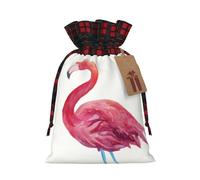 Watercolor Flamingos Printed Christmas drawstring gift bags, cloth snack bags, suitable for candy, gifts, storage and Christmas parties