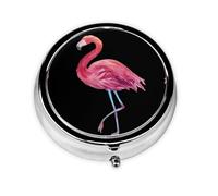Watercolor Flamingos This Small, Round, Three-Compartment Travel Pill Box is Perfect for Storing Daily medications, Vitamins, and on-The-go.