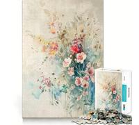 Watercolor Floral Arrangement Adults 1000 Piece Jigsaw Puzzle Memory Fun Game Clean Cut Sturdy Components Unique Gift for Stress Relief (38x26cm)
