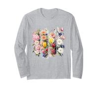Watercolor Floral Arrangement Botanical Blooms Long Sleeve T-Shirt