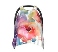 Watercolor Floral Baby Car Seat Canopy Cover, Multi Use Breathable Nursing Breastfeeding Covers for Mom Soft Stroller Sun Shade Newborn Shower Gift