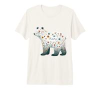 Watercolor Floral Bear Loving Mother Design Premium T-Shirt