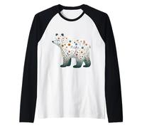 Watercolor Floral Bear Loving Mother Design Raglan Baseball Tee
