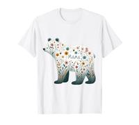 Watercolor Floral Bear Loving Mother Design T-Shirt